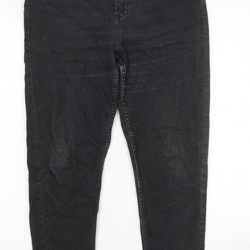 Marks and Spencer Womens Black Cotton Skinny Jeans Size 12 Slim Button