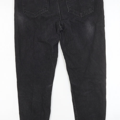 Marks and Spencer Womens Black Cotton Skinny Jeans Size 12 Slim Button
