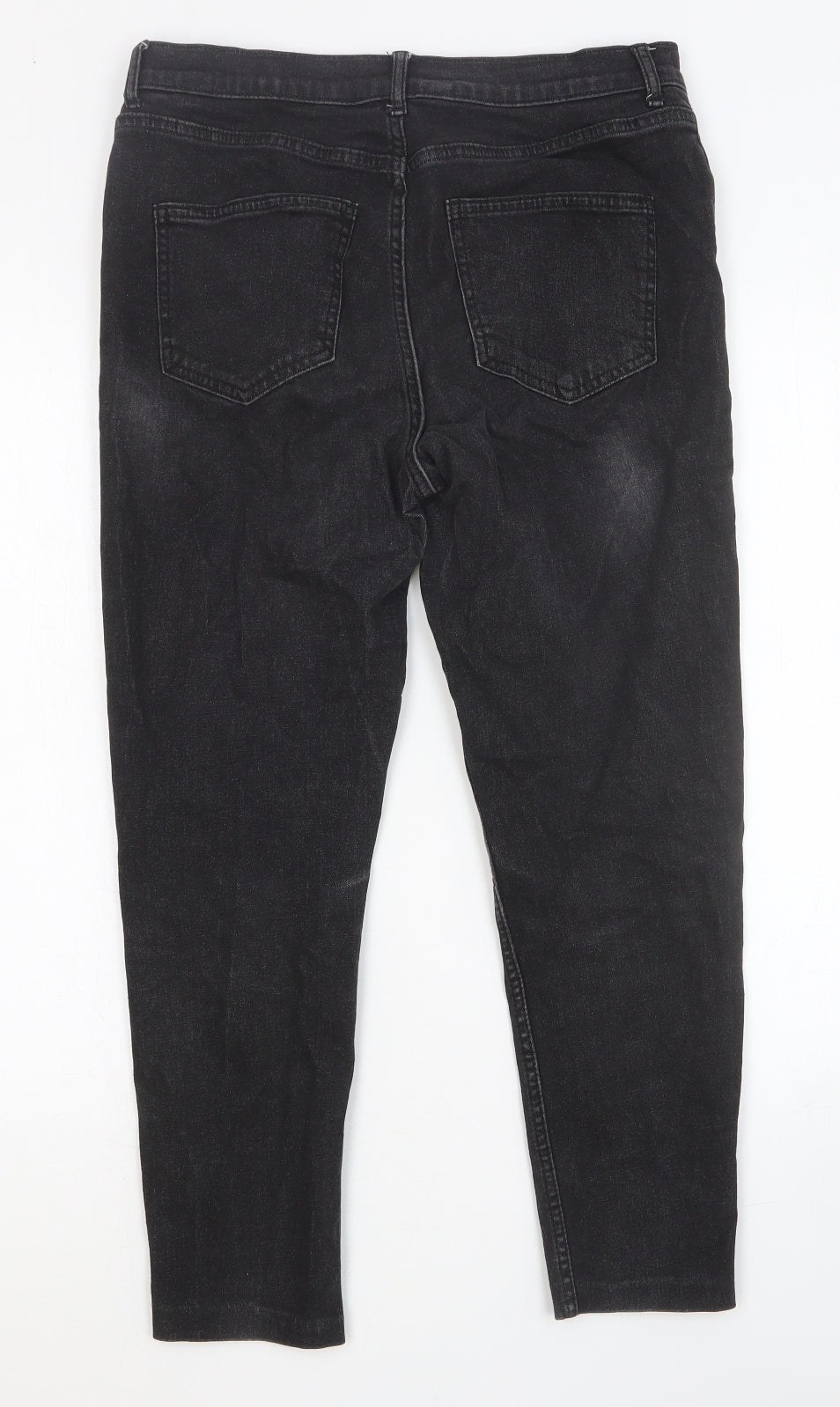Marks and Spencer Womens Black Cotton Skinny Jeans Size 12 Slim Button