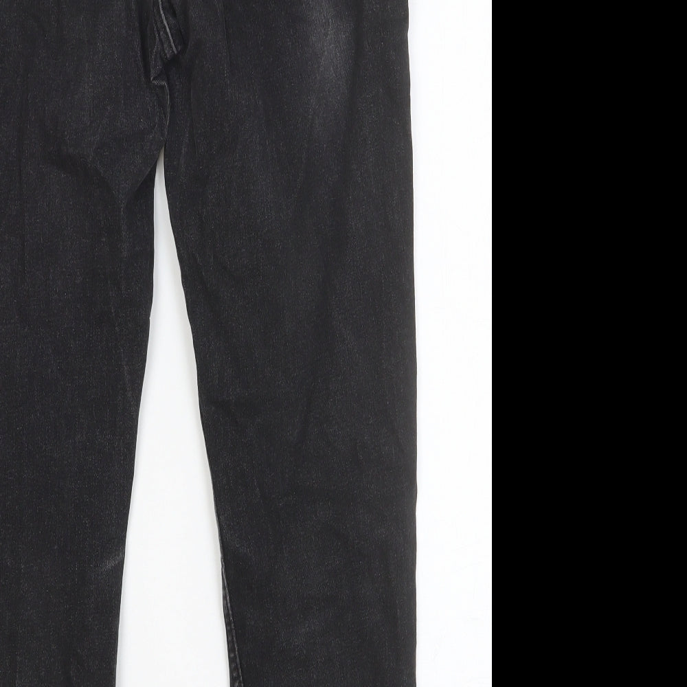 Marks and Spencer Womens Black Cotton Skinny Jeans Size 12 Slim Button
