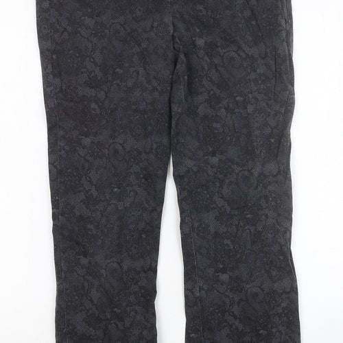 Isle Womens Black Floral Cotton Straight Jeans Size 10 Slim Button