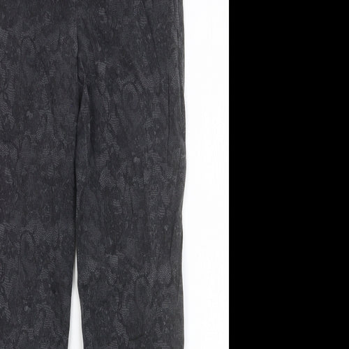 Isle Womens Black Floral Cotton Straight Jeans Size 10 Slim Button