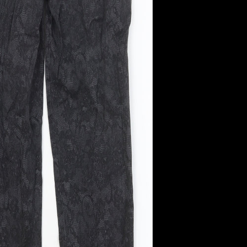 Isle Womens Black Floral Cotton Straight Jeans Size 10 Slim Button