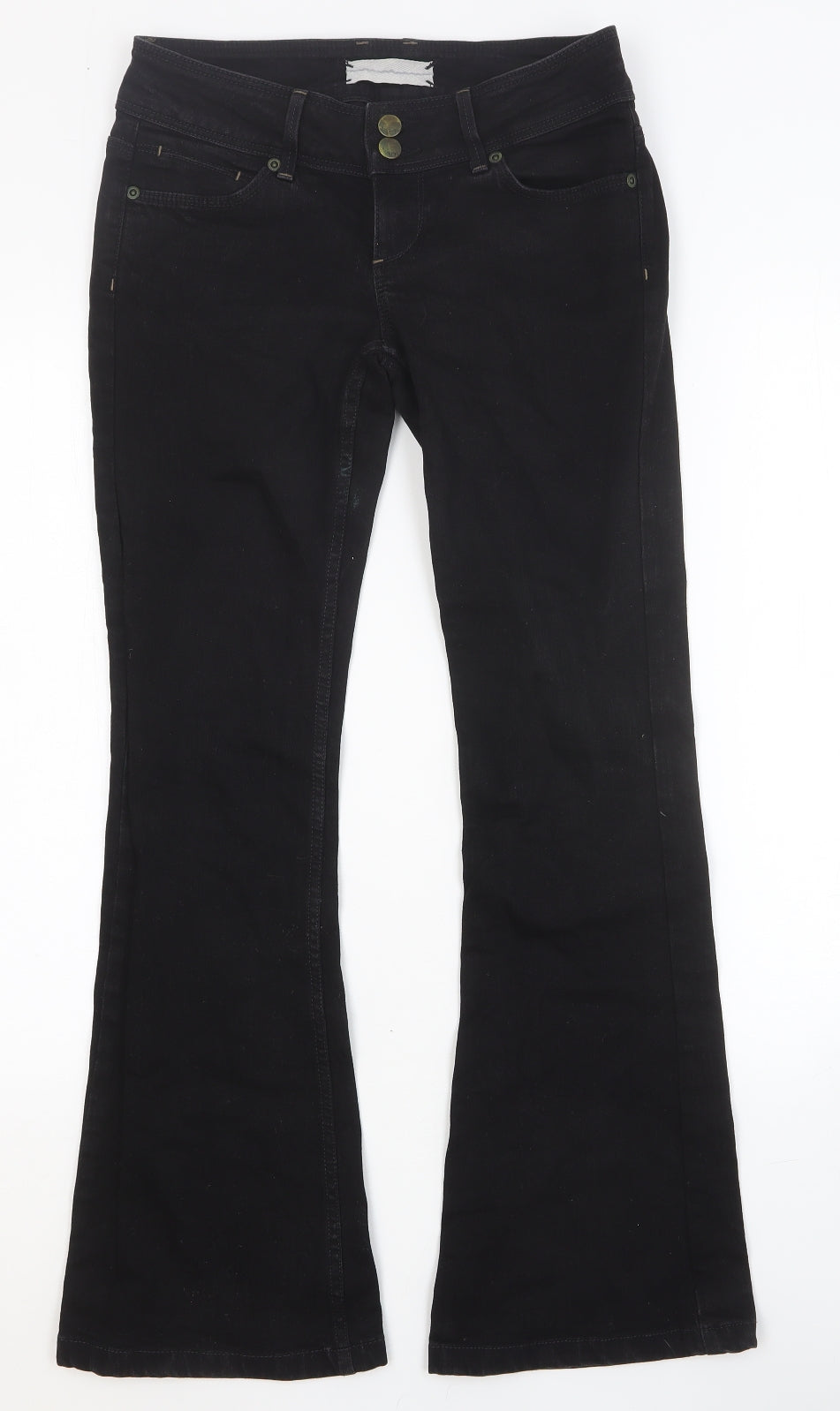 Moto Womens Black Cotton Flared Jeans Size 28 in Regular Button