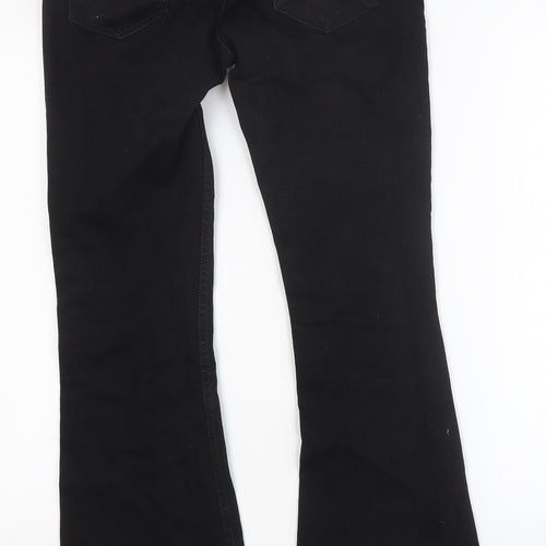 Moto Womens Black Cotton Flared Jeans Size 28 in Regular Button