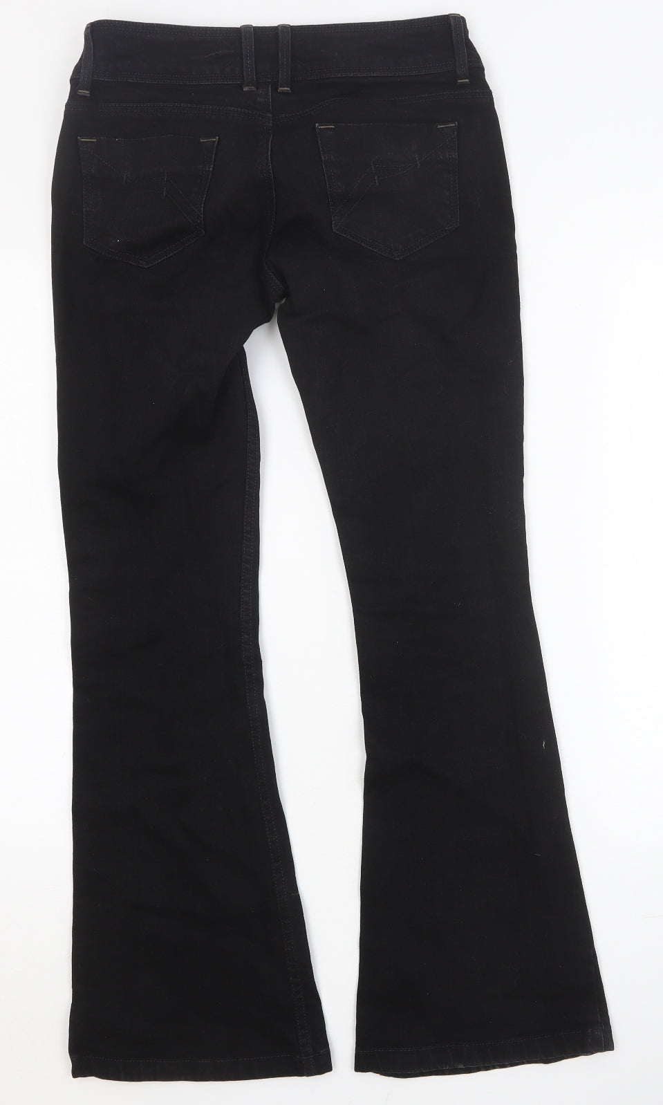 Moto Womens Black Cotton Flared Jeans Size 28 in Regular Button