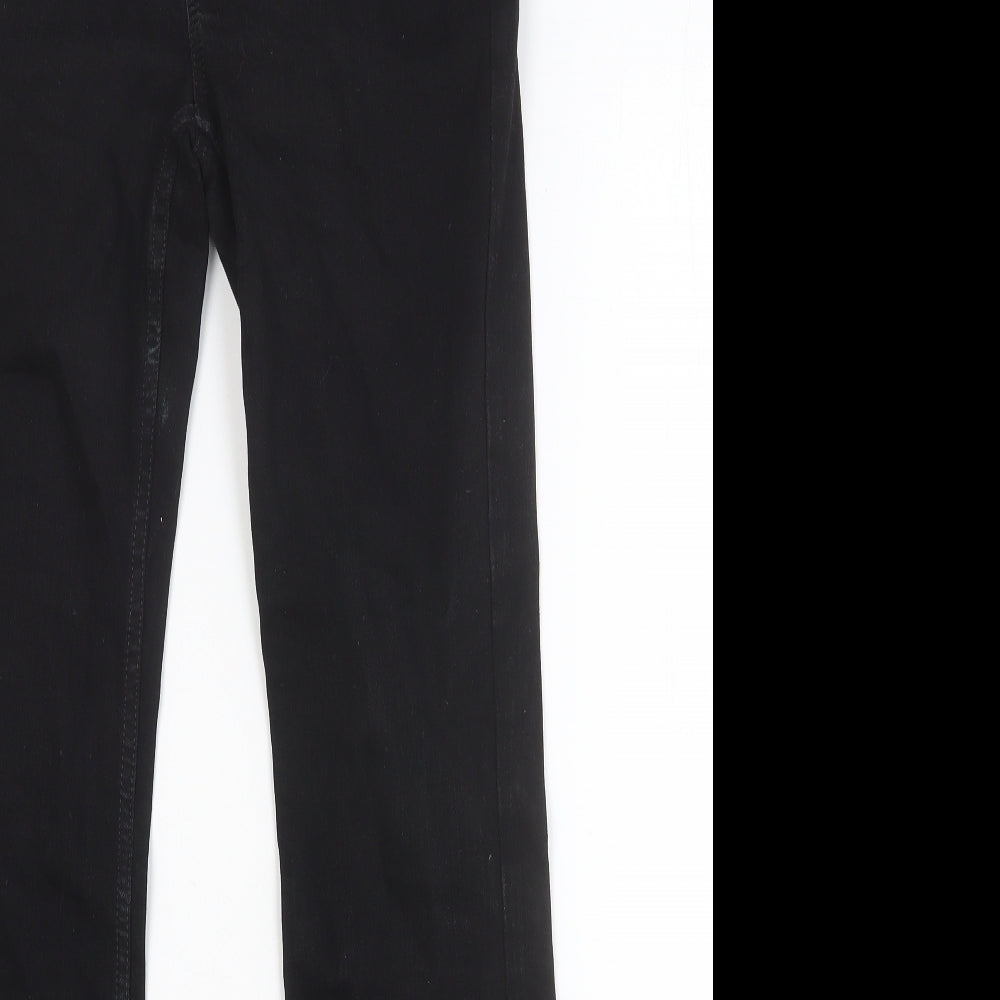 Moto Womens Black Cotton Flared Jeans Size 28 in Regular Button