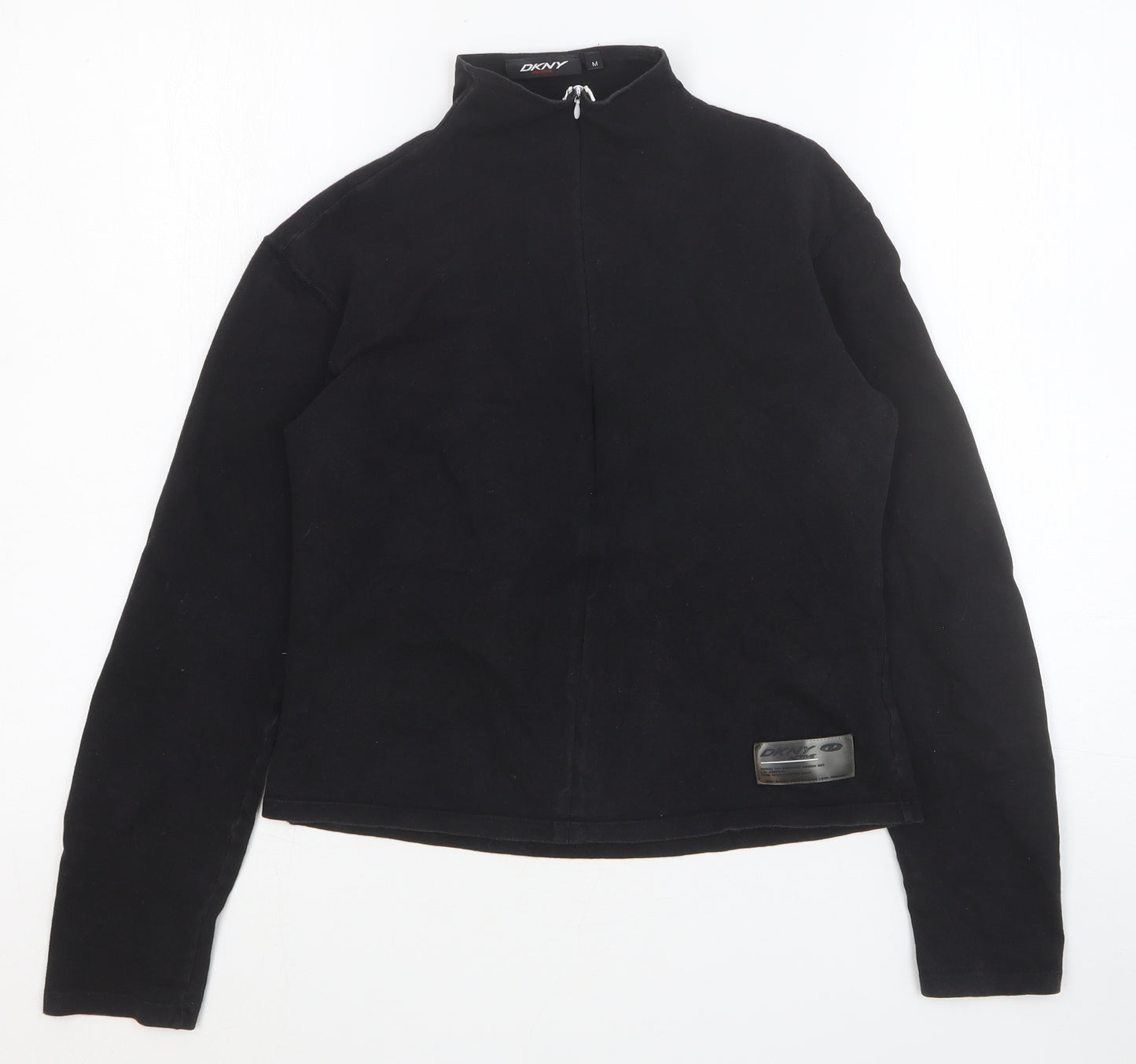 DKNY Womens Black Cotton Full Zip Sweatshirt Size M Zip