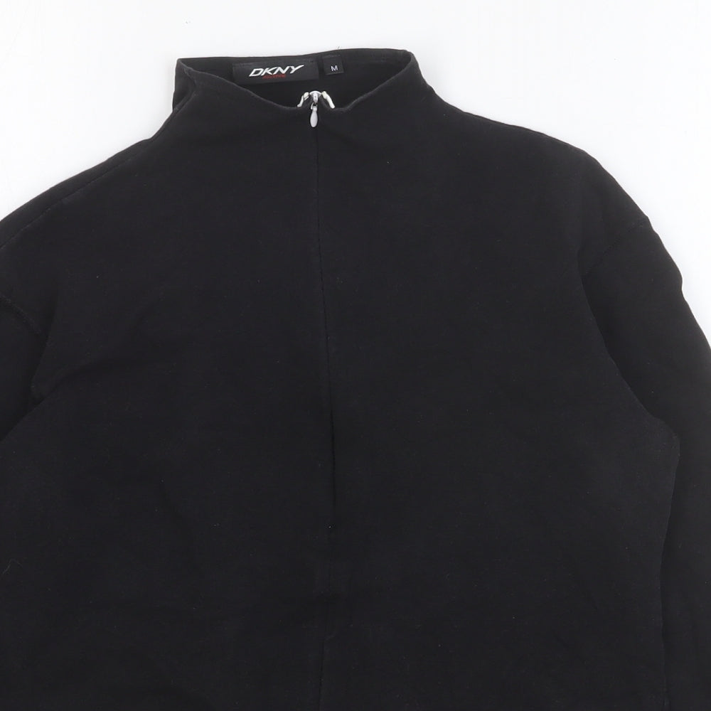 DKNY Womens Black Cotton Full Zip Sweatshirt Size M Zip