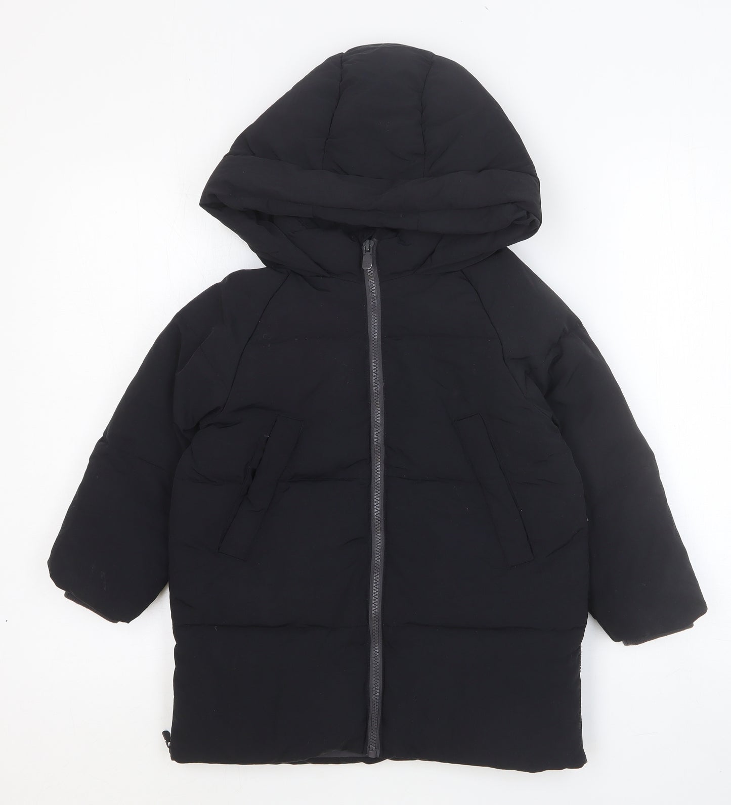 Zara Girls Black Quilted Coat Size 4-5 Years Zip