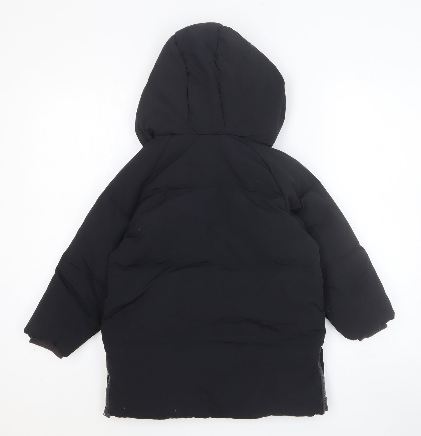 Zara Girls Black Quilted Coat Size 4-5 Years Zip