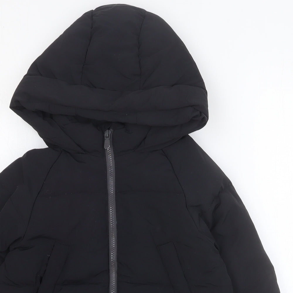 Zara Girls Black Quilted Coat Size 4-5 Years Zip