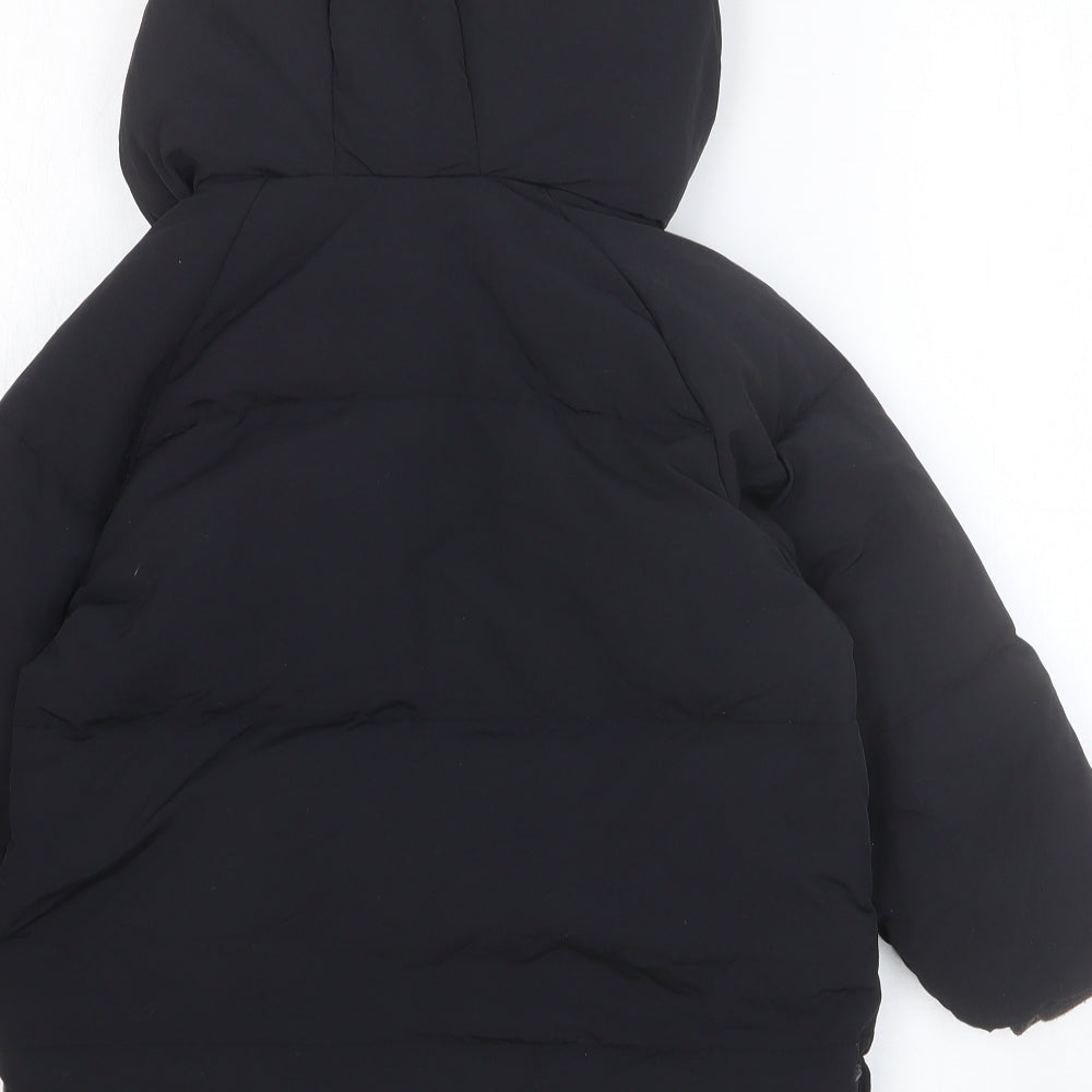 Zara Girls Black Quilted Coat Size 4-5 Years Zip