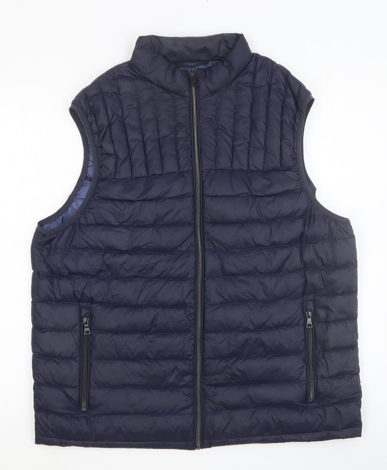 Marks and Spencer Mens Blue Quilted Waistcoat Size L Zip