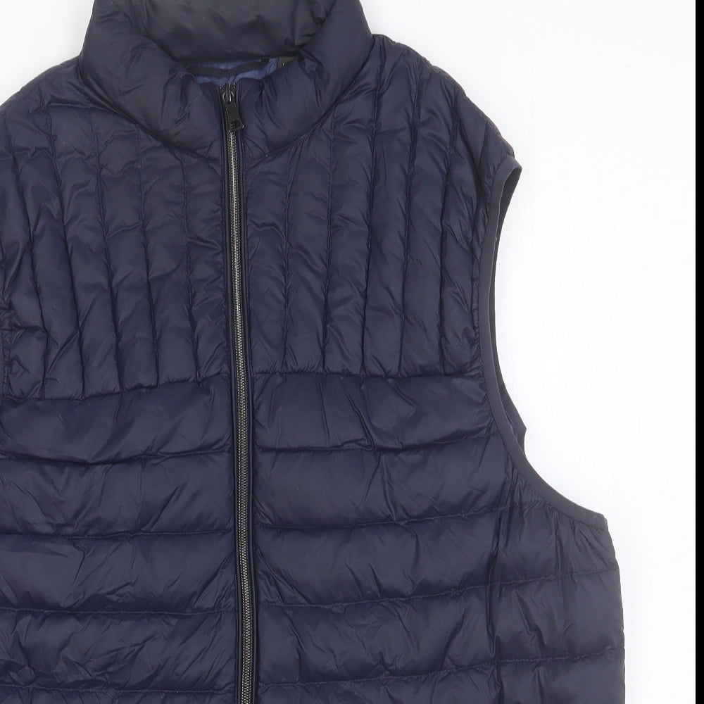 Marks and Spencer Mens Blue Quilted Waistcoat Size L Zip
