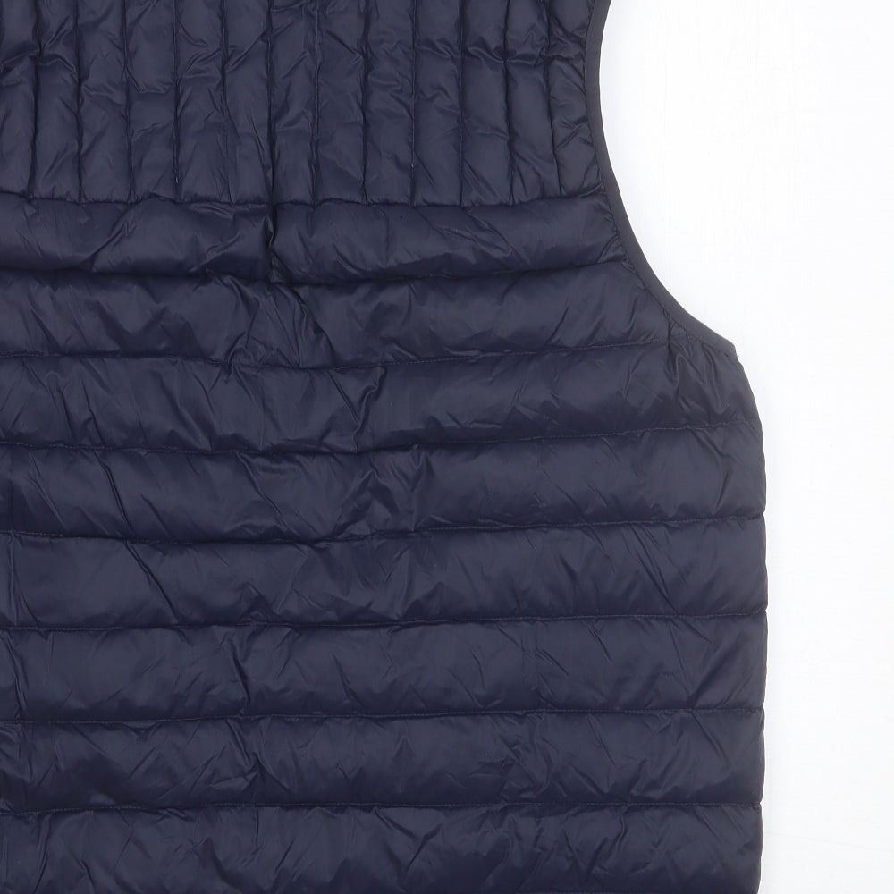 Marks and Spencer Mens Blue Quilted Waistcoat Size L Zip