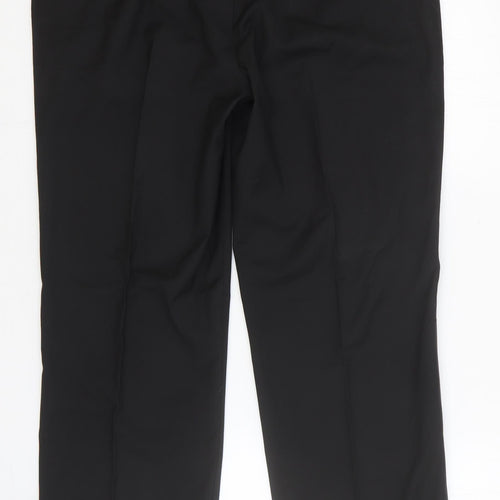 Marks and Spencer Mens Black Polyester Trousers Size 36 in Regular Hook & Eye