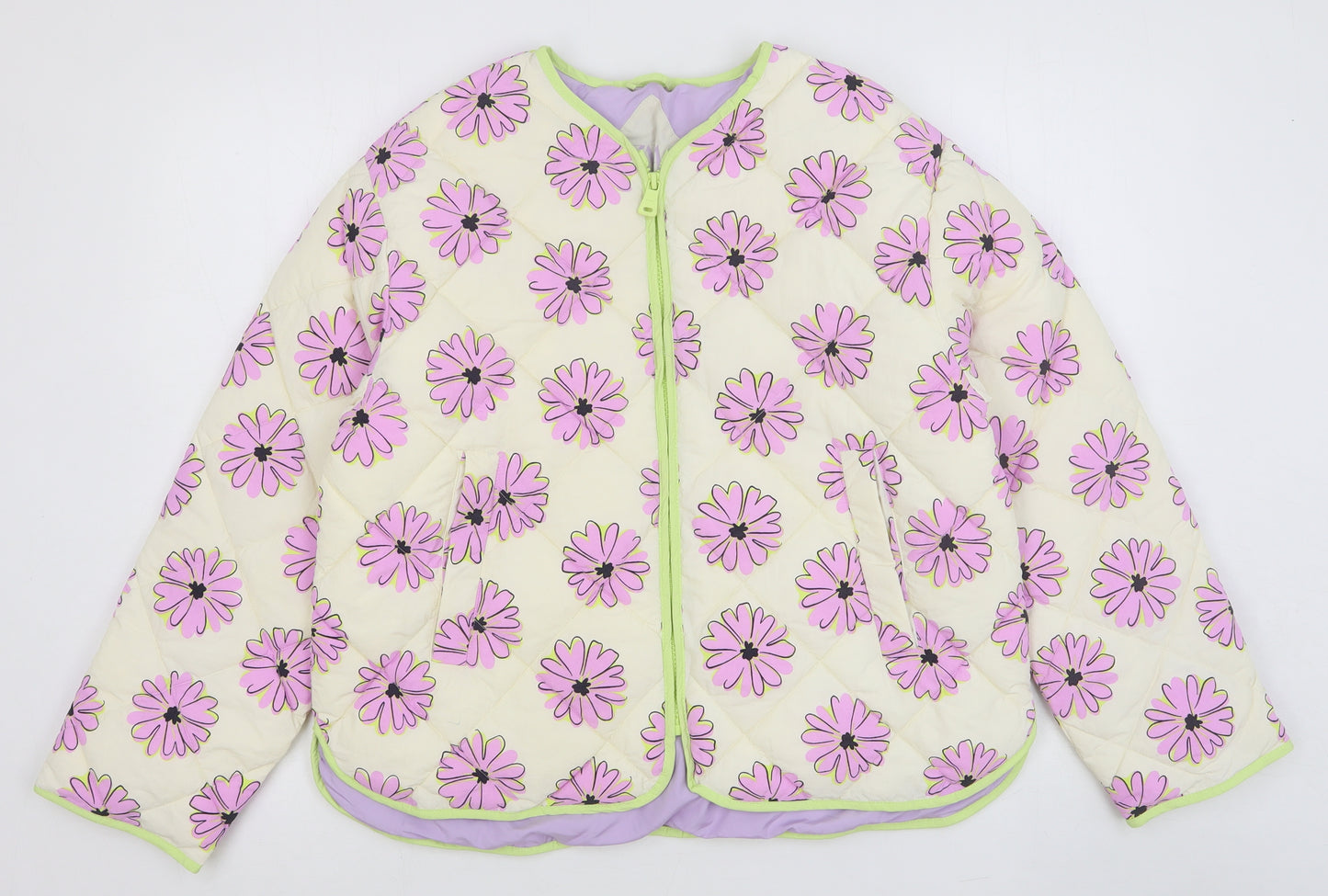 Zara Girls Multicoloured Floral Quilted Jacket Size 13-14 Years Zip