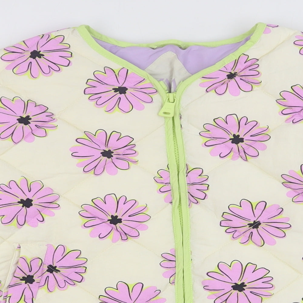 Zara Girls Multicoloured Floral Quilted Jacket Size 13-14 Years Zip