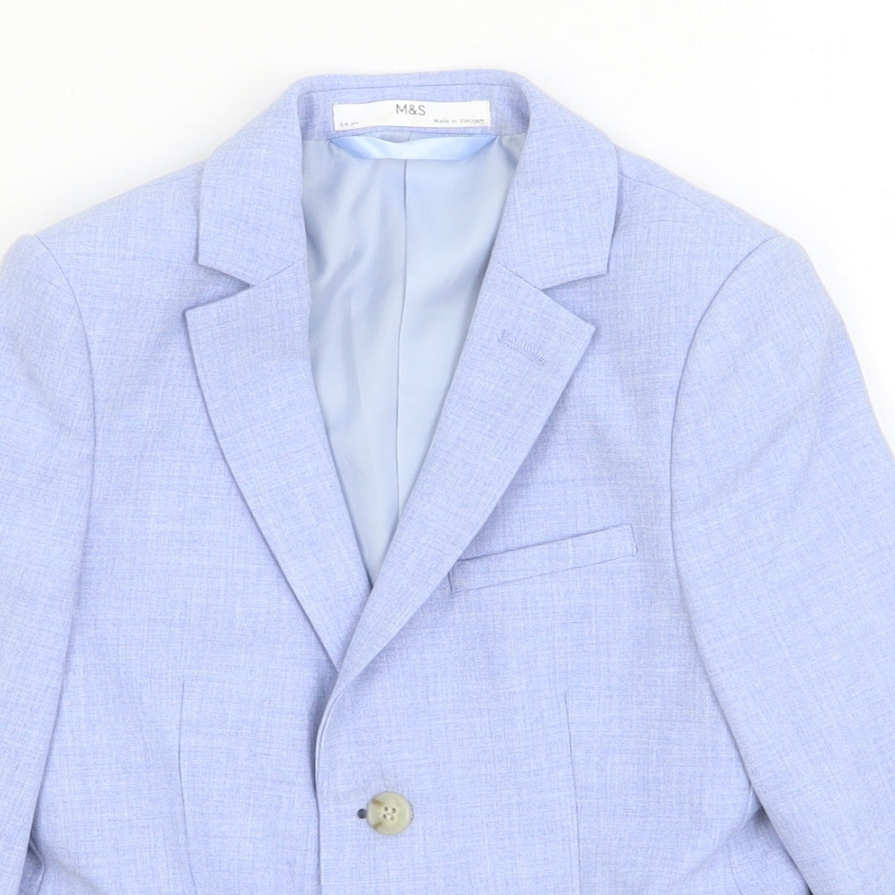 Marks and Spencer Boys Blue Jacket Blazer Size 5-6 Years Button