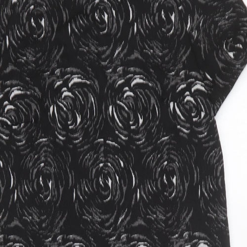 Marks and Spencer Womens Black Geometric Cotton Shift Size 10 Round Neck Pullover