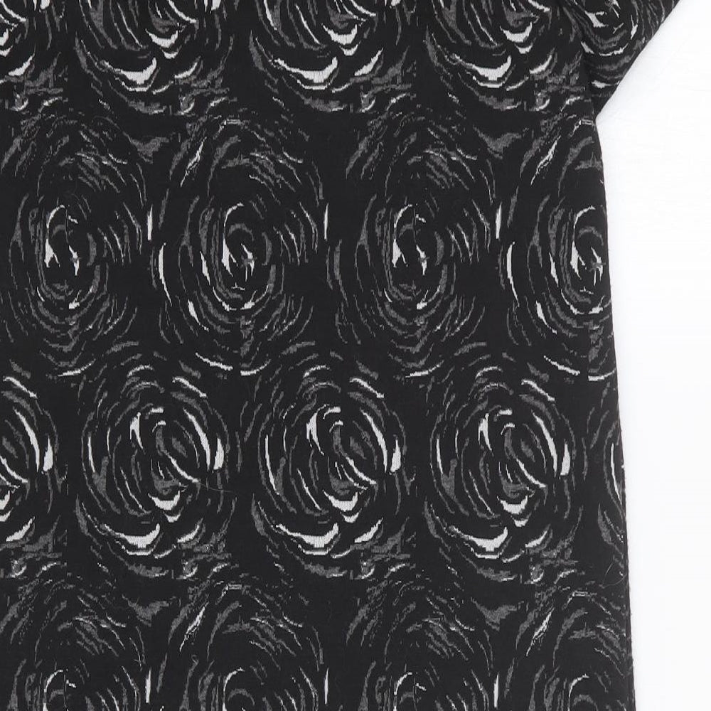 Marks and Spencer Womens Black Geometric Cotton Shift Size 10 Round Neck Pullover