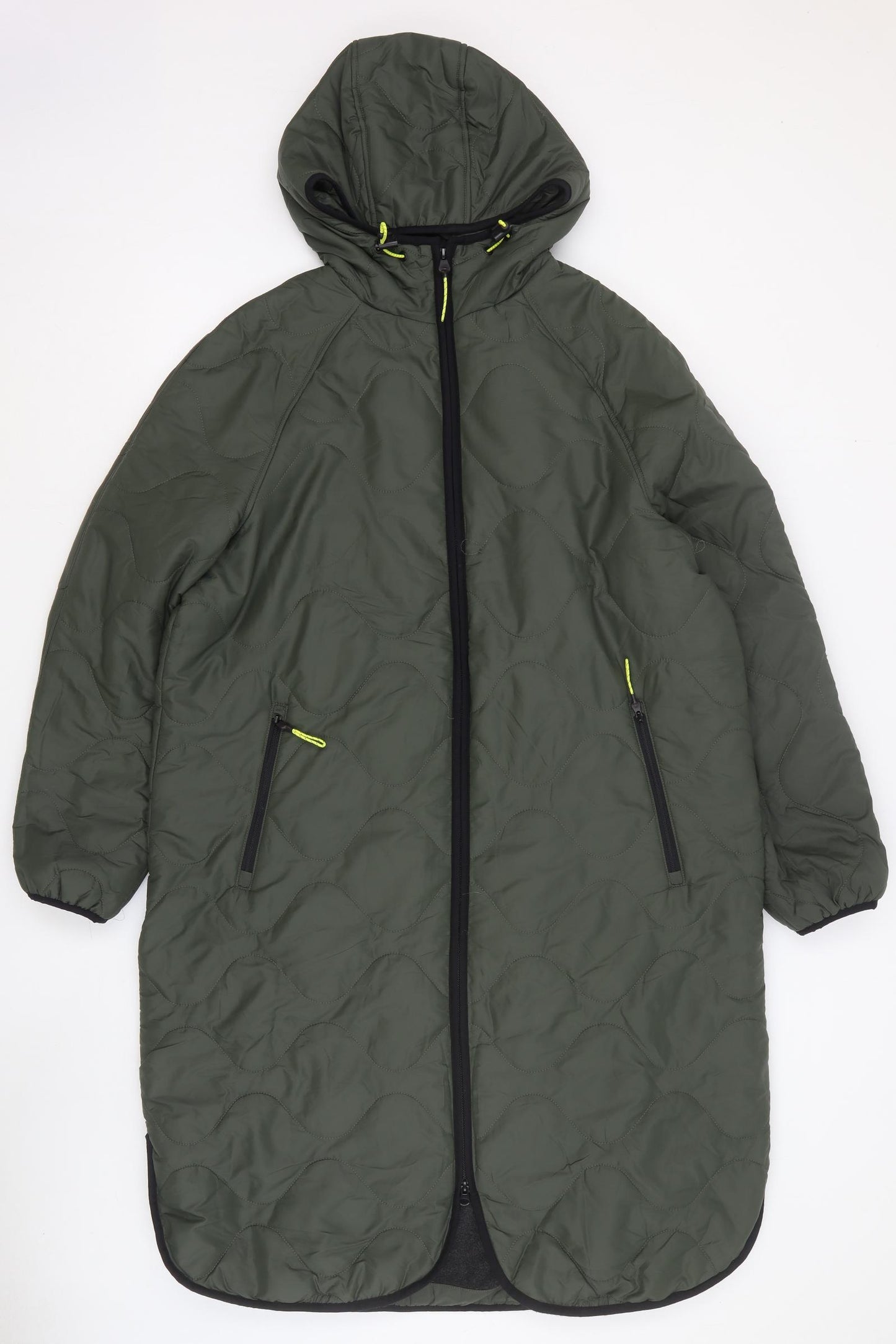 Marks and Spencer Womens Green Quilted Coat Size 14 Zip
