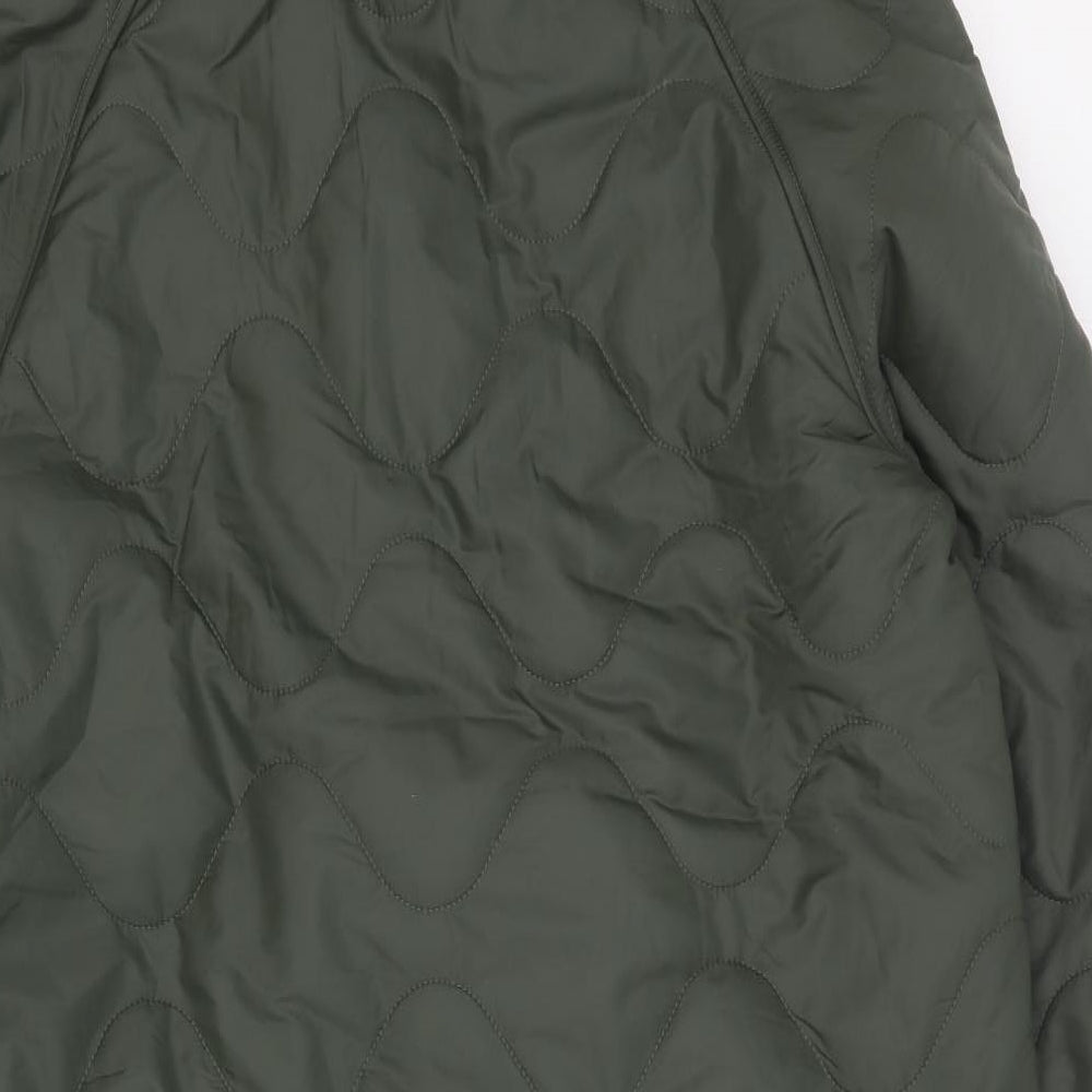 Marks and Spencer Womens Green Quilted Coat Size 14 Zip