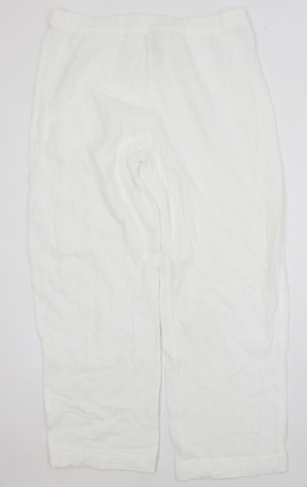 Marks and Spencer Womens White Linen Trousers Size 14 Relaxed