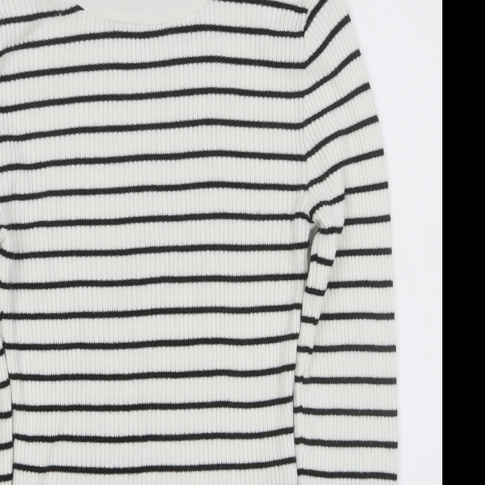 Nakd Womens Multicoloured Striped Viscose Basic Blouse Size XS Round Neck - Ribbed