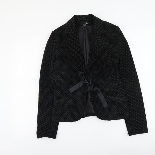 H&M Womens Black Polyester Jacket Blazer Size 10