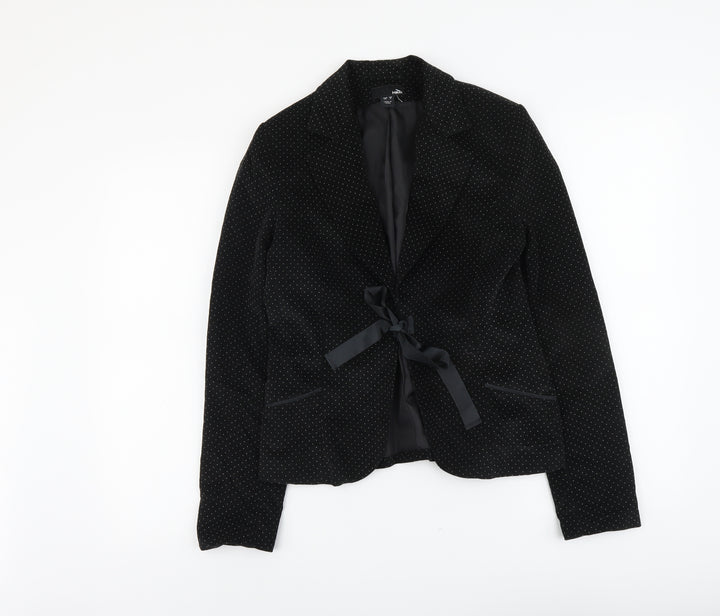 H&M Womens Black Polyester Jacket Blazer Size 10