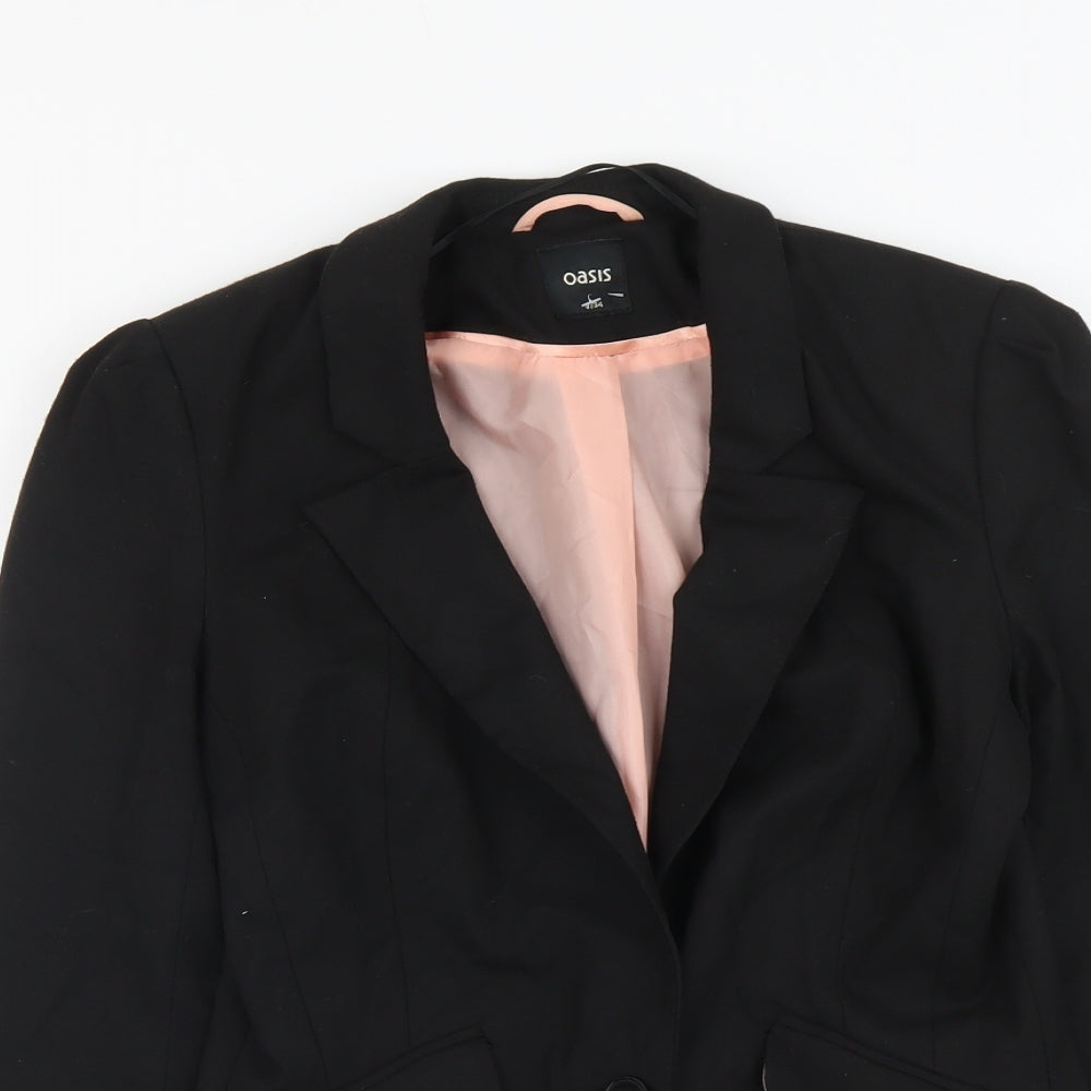 Oasis Womens Black Polyester Jacket Blazer Size 8