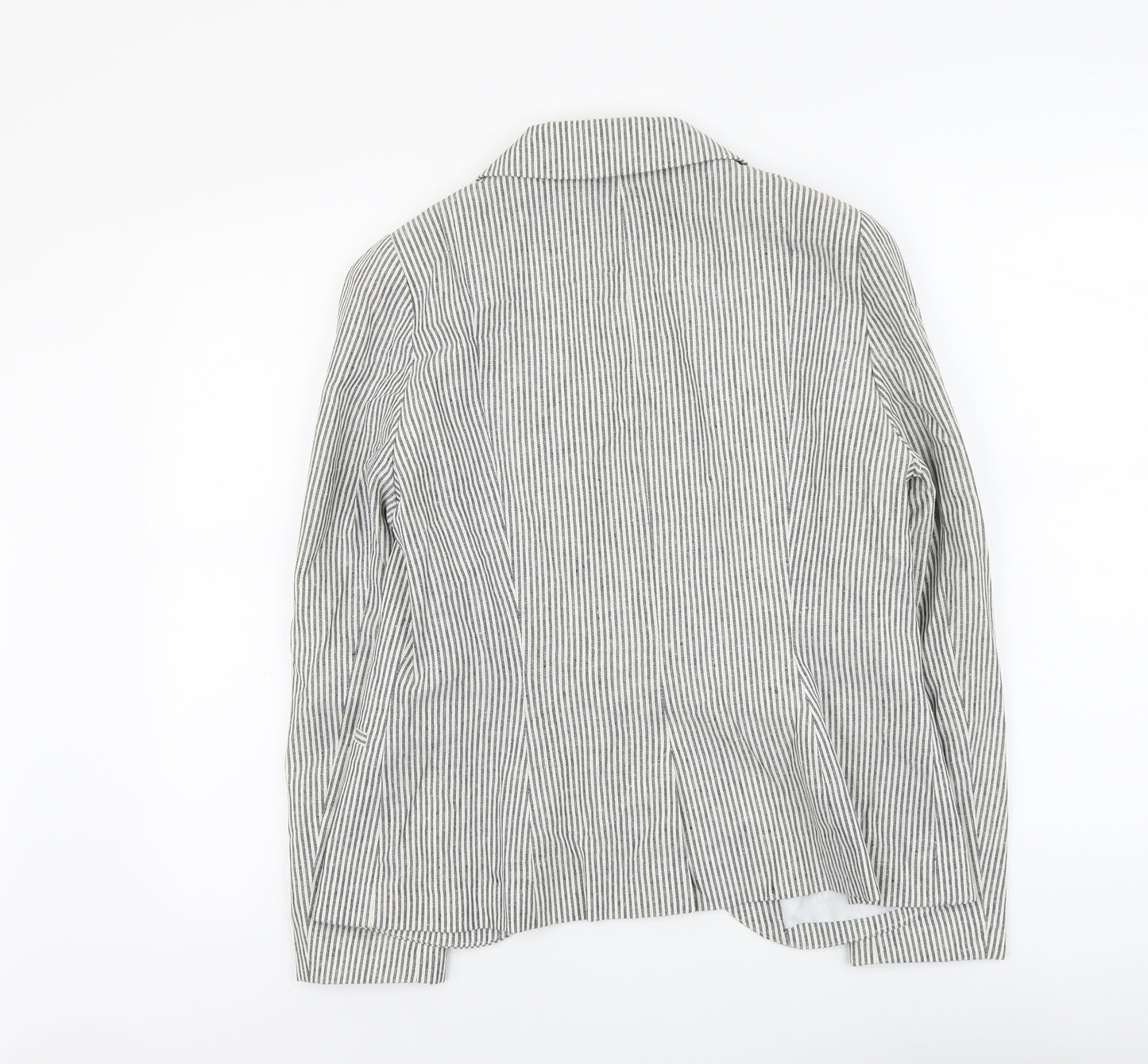 F&F Womens Grey Striped Linen Jacket Blazer Size 14