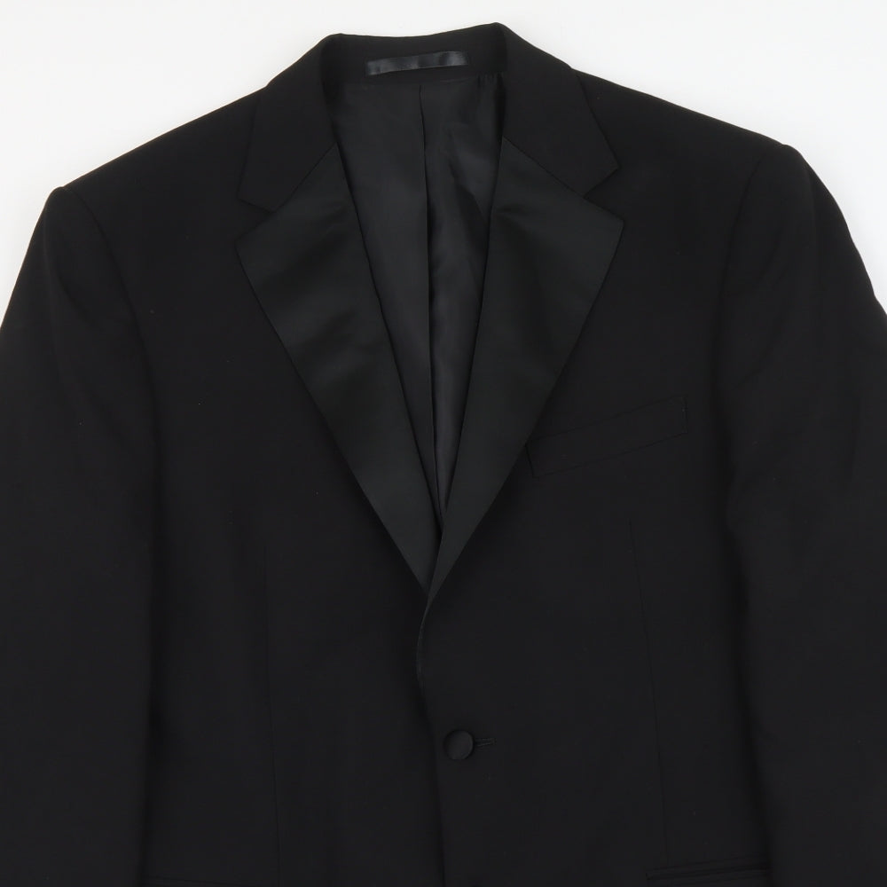 Marks and Spencer Mens Black Polyester Tuxedo Suit Jacket Size XL Regular