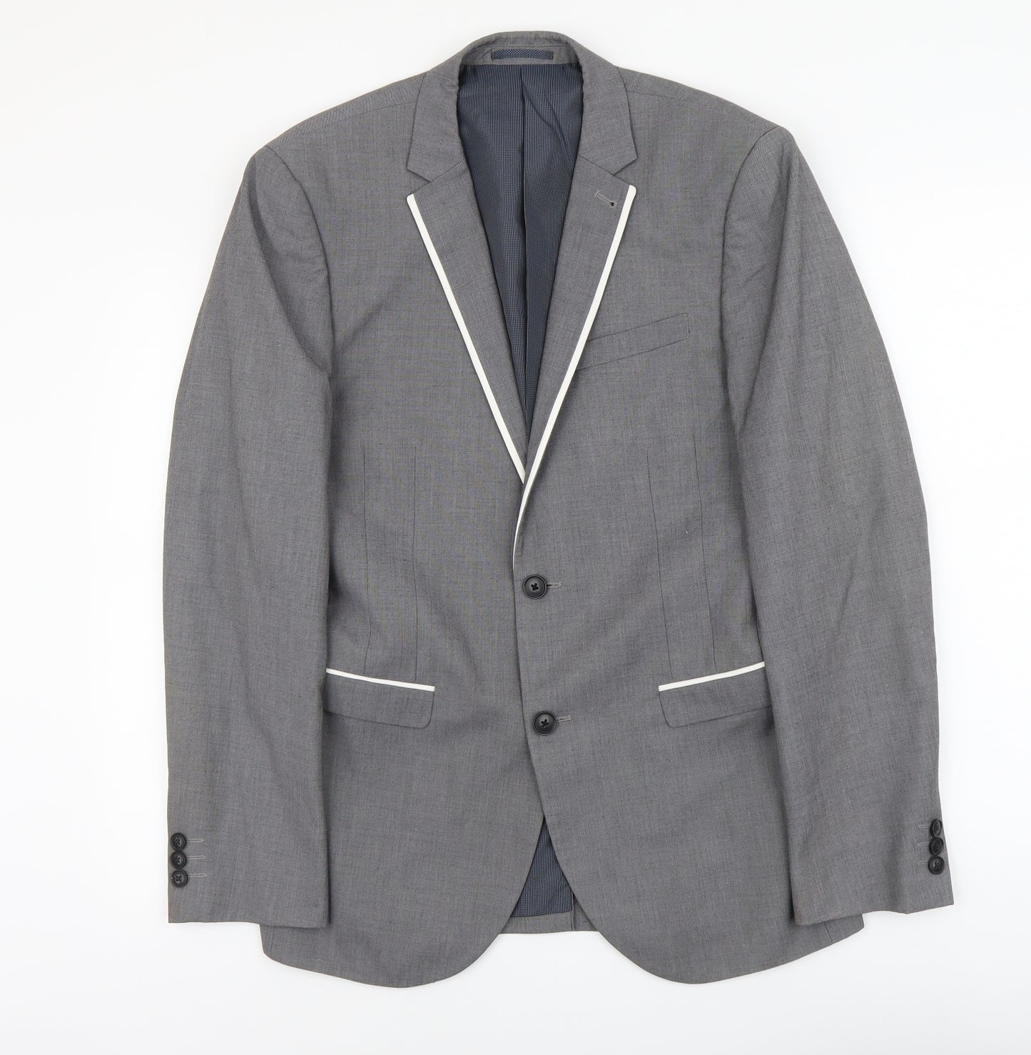 NEXT Mens Grey Polyester Jacket Suit Jacket Size S Regular