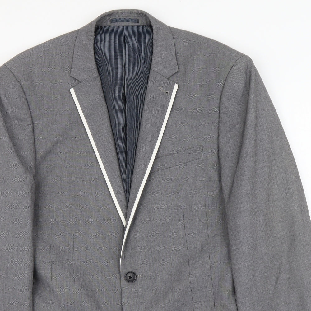 NEXT Mens Grey Polyester Jacket Suit Jacket Size S Regular