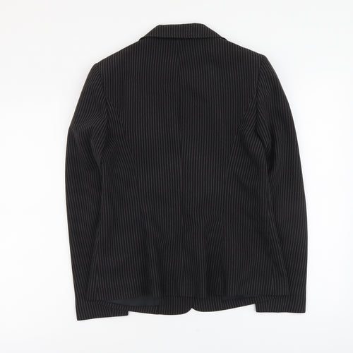 Papaya Womens Black Striped Polyester Jacket Blazer Size 12