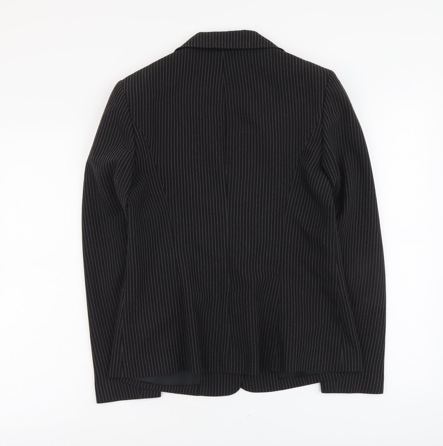 Papaya Womens Black Striped Polyester Jacket Blazer Size 12