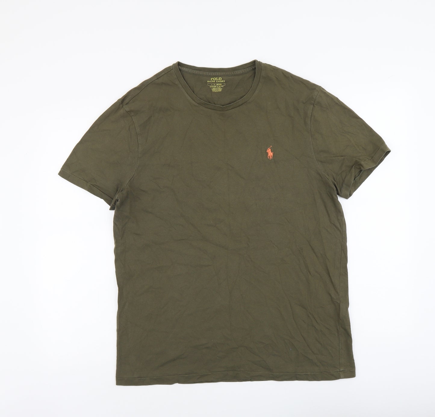Polo Ralph Lauren Mens Green Cotton T-Shirt Size L Round Neck