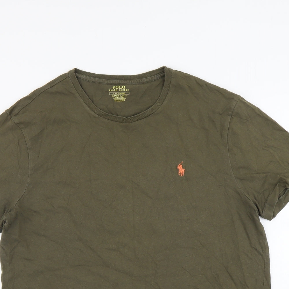 Polo Ralph Lauren Mens Green Cotton T-Shirt Size L Round Neck