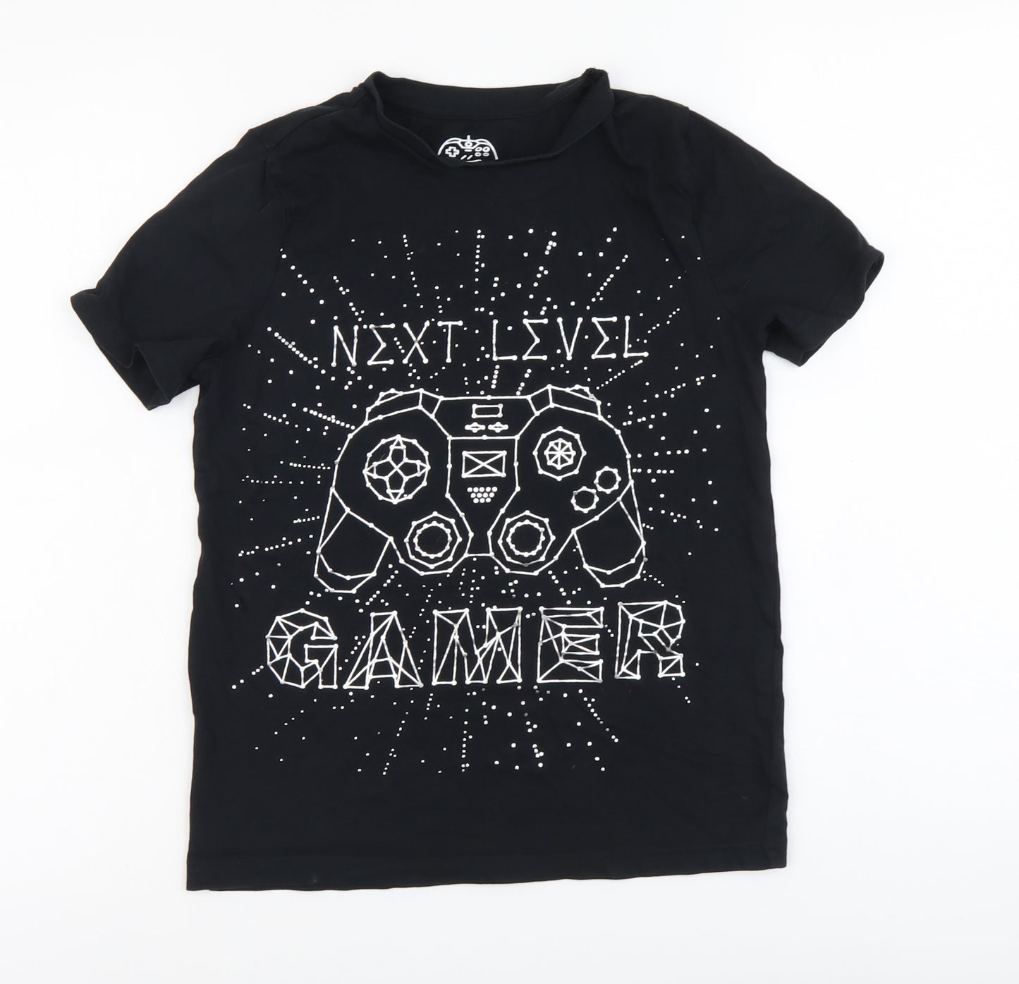 F&F Boys Black Cotton Basic T-Shirt Size 10-11 Years Round Neck Pullover - Next Level Gamer