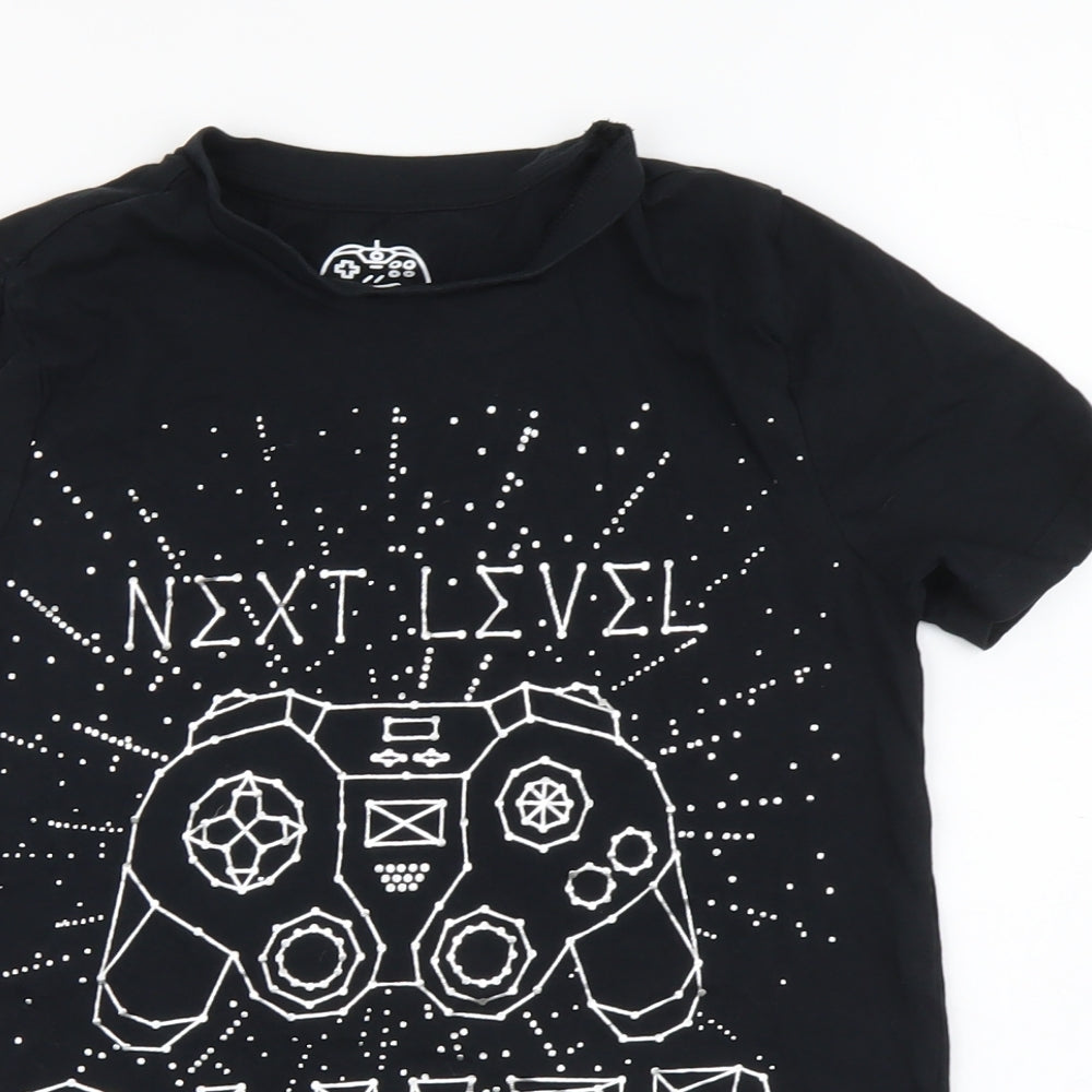 F&F Boys Black Cotton Basic T-Shirt Size 10-11 Years Round Neck Pullover - Next Level Gamer
