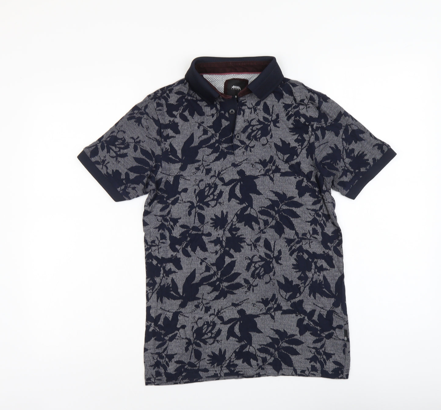 Burton Mens Blue Floral Cotton Polo Size XS Collared Button
