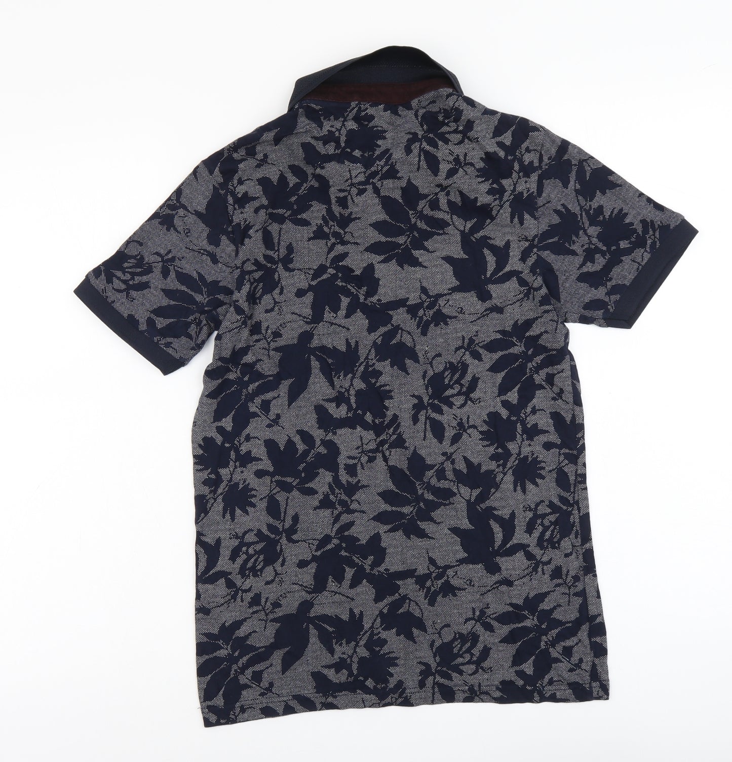 Burton Mens Blue Floral Cotton Polo Size XS Collared Button