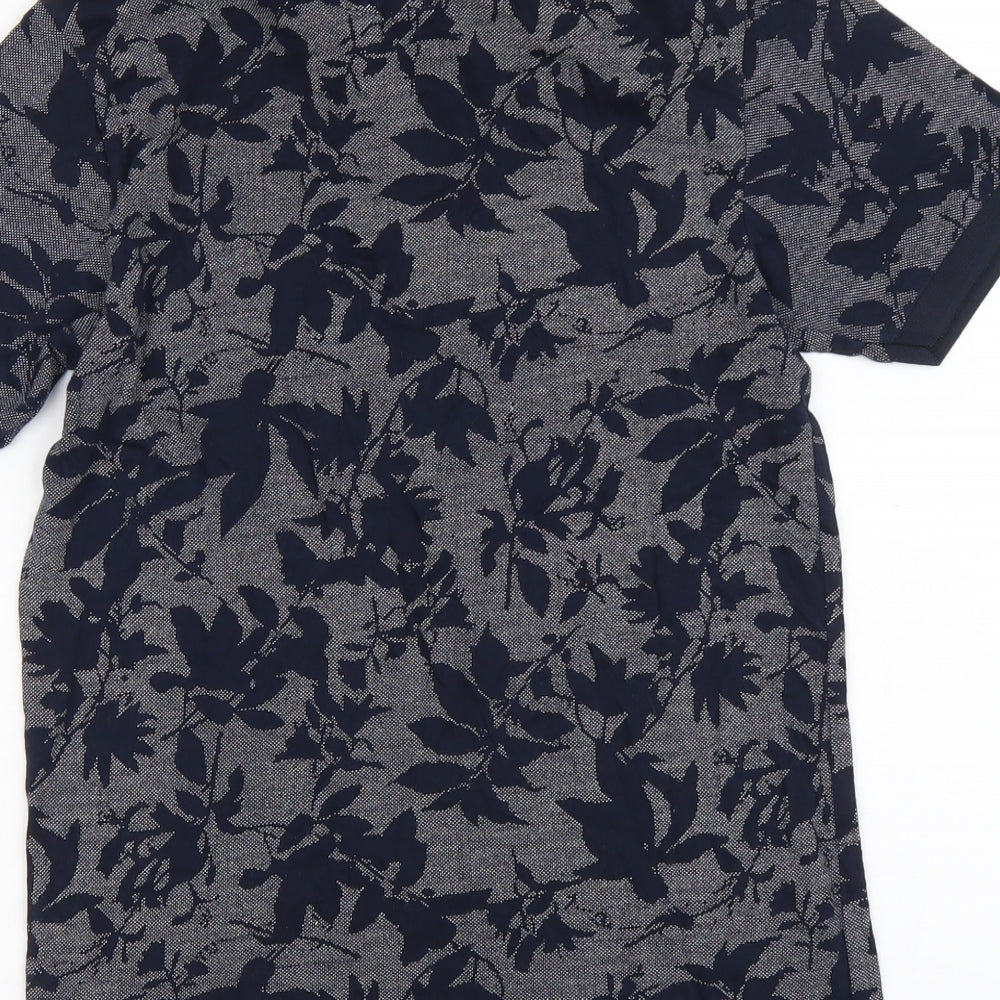 Burton Mens Blue Floral Cotton Polo Size XS Collared Button