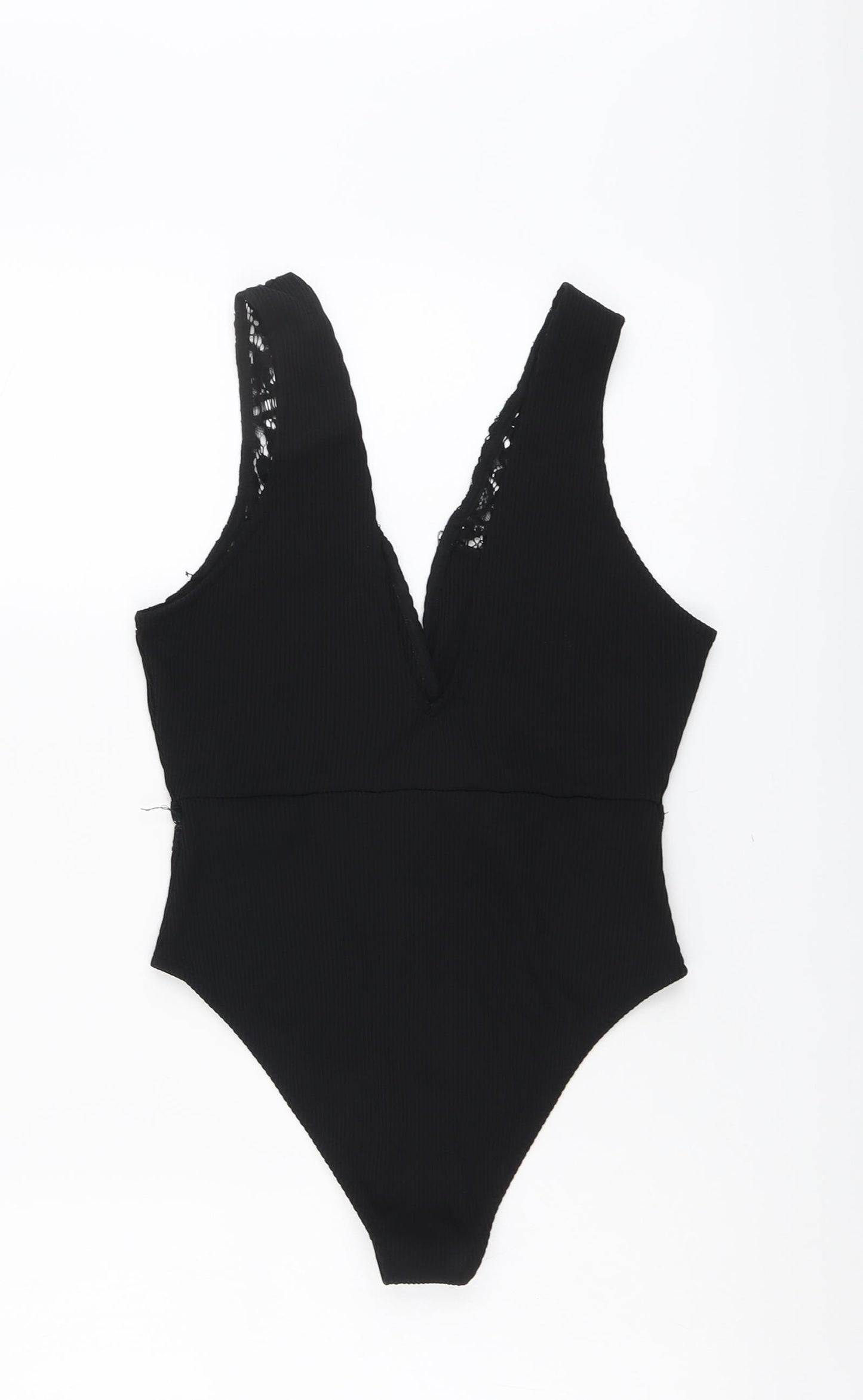 Topshop Womens Black Polyester Bodysuit One-Piece Size 12 Snap