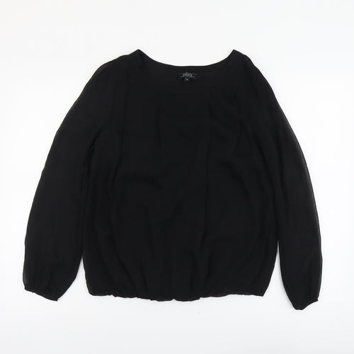 Papaya Womens Black Polyester Basic Blouse Size 12 Boat Neck