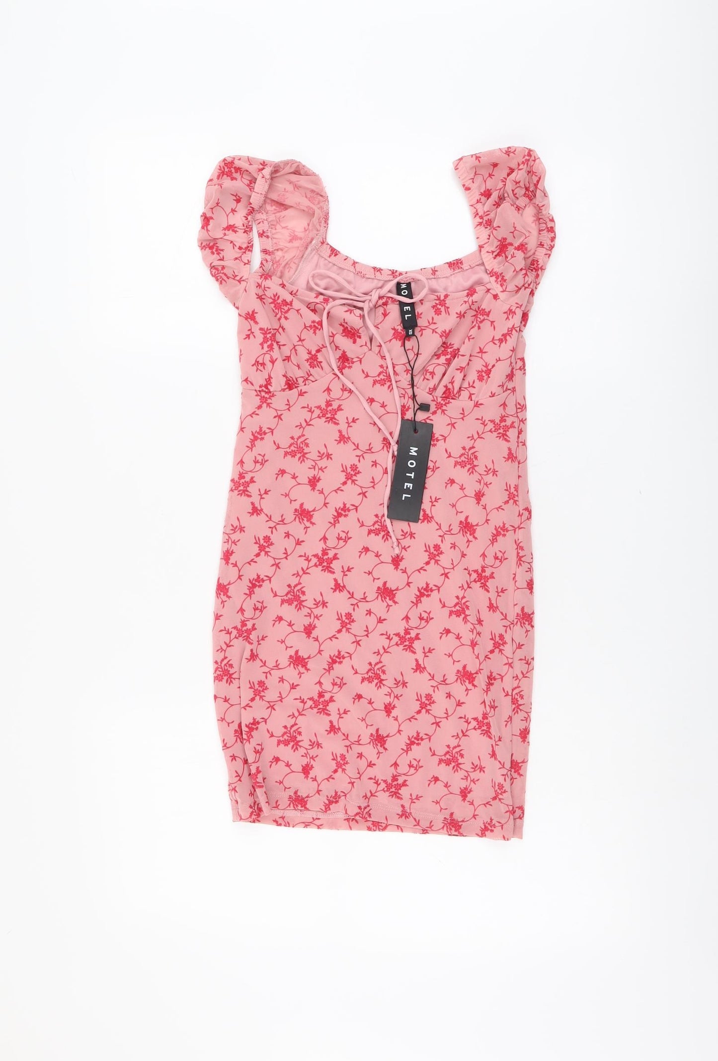 Motel Womens Pink Floral Polyester A-Line Size XS V-Neck Pullover