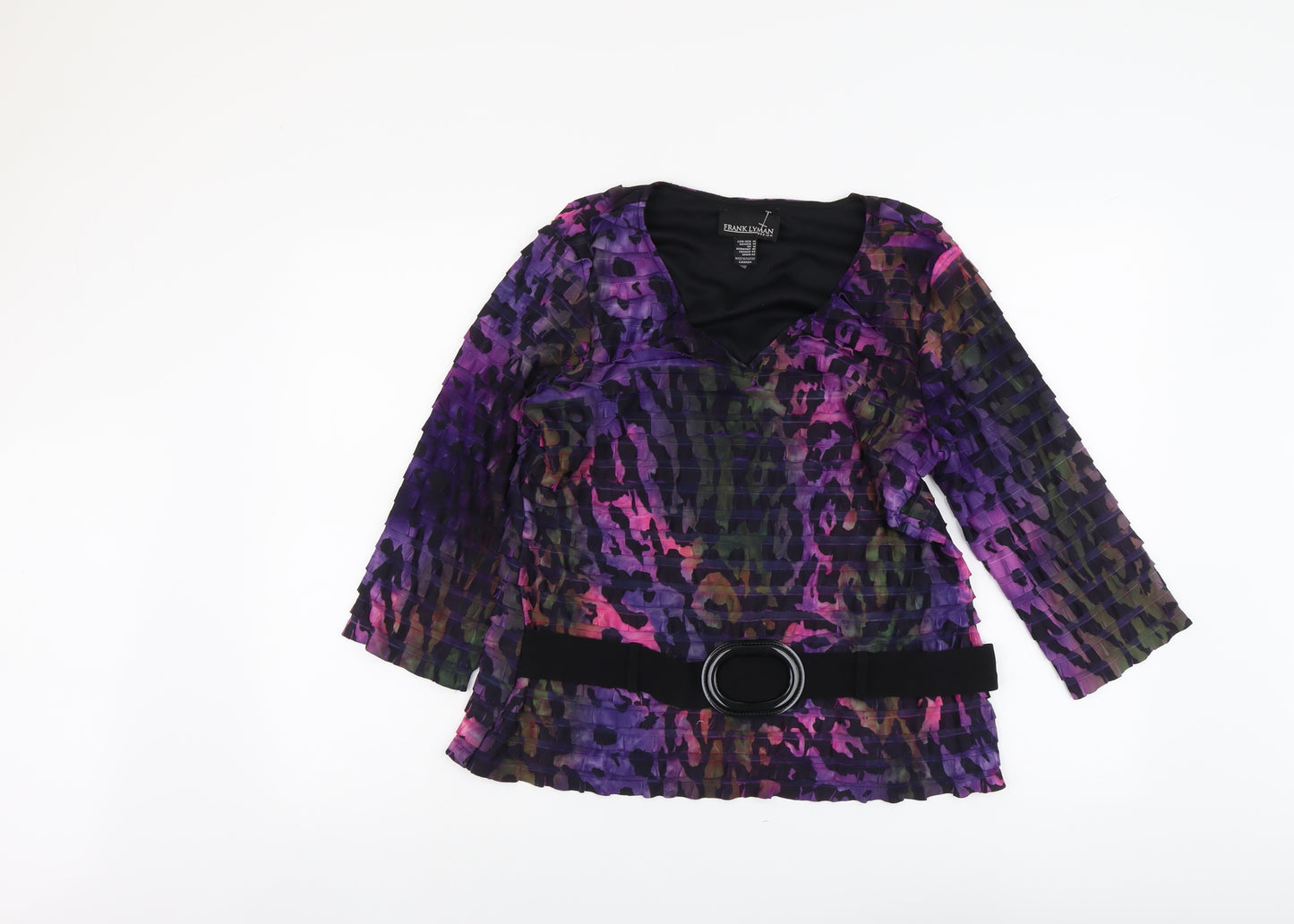 Frank Lyman Womens Purple Geometric Polyester Basic Blouse Size 14 Scoop Neck